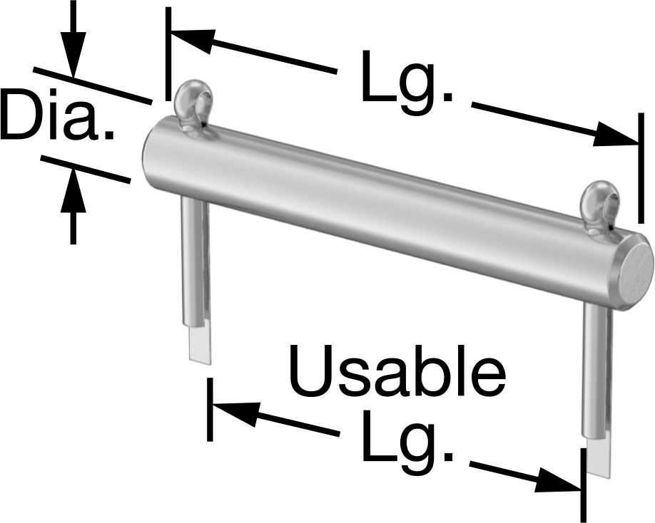 18-8 Paslanmaz Çelik Başsız Çatal Pim, 1/4" Çap, 15" Kullanılabilir Uzunluk
