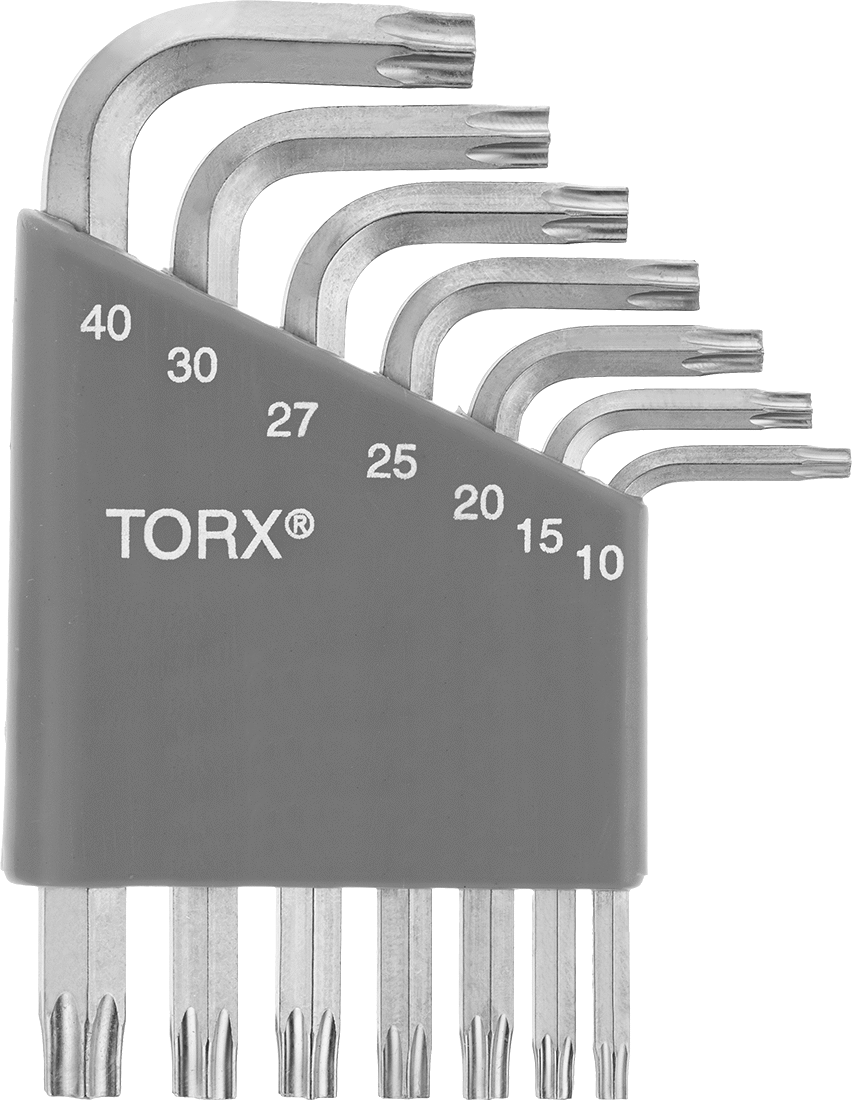 Alaşımlı Çelik Torx L-Anahtar Seti, Çinko Kaplamalı, 7 Parça, 2-1/8“ ila 3-1/4” Toplam Uzunluk