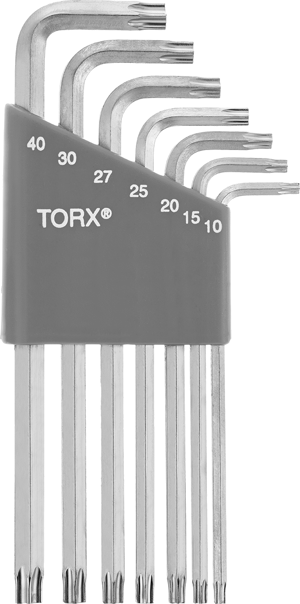 Alaşımlı Çelik Torx L-Anahtar Seti, Çinko Kaplamalı, 7 Parça, 3-1/2“ ila 5-3/16” Toplam Uzunluk