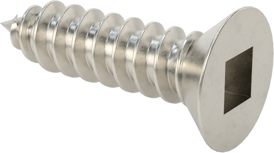 Sac Metal için Kare Tahrikli Düz Başlı Vidalar, 18-8 Paslanmaz Çelik, 10 Numaralı Boyut, 3/4" Uzunluk
