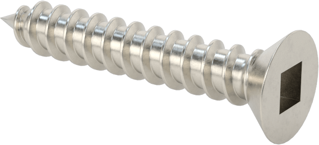 Sac Metal için Kare Tahrikli Düz Başlı Vidalar, 18-8 Paslanmaz Çelik, 14 Numaralı Boyut, 1-1/2" Uzunluk