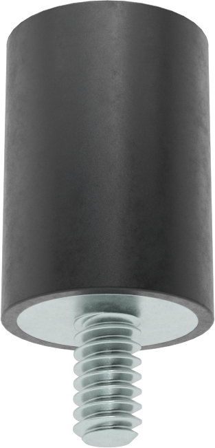 Neopren Titreşim Sönümleyici Sandviç Montaj, 6-32 Çinko Kaplı Çelik Saplama ve Çelik Ek Parça, 4 lb. Kapasite, 5/8" Yüksek