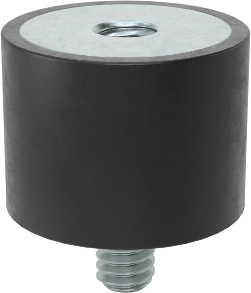 Neopren Titreşim Sönümleyici Sandviç Montaj, 1/4"-20 Çinko Kaplı Saplama ve Çelik Ek Parça, 55 lb. Kapasite, 3/4" Yükseklik