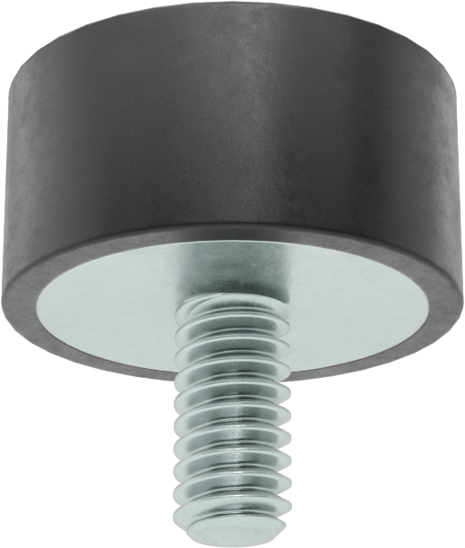 Neopren Titreşim Sönümleyici Sandviç Montaj, 1/4"-20 Çinko Kaplı Saplama ve Çelik Ek Parça, 75 lb. Kapasite, 1/2" Yükseklik