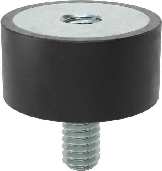 Neopren Titreşim Sönümleyici Sandviç Montaj, 1/4"-20 Çinko Kaplı Saplama ve Çelik Ek Parça, 75 lb. Kapasite, 1/2" Yükseklik