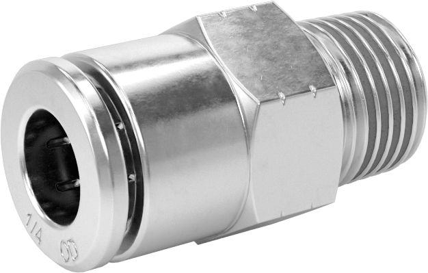 Yüksek Basınçlı Tak-Bağlan Boru Bağlantı Elemanı, Hava ve Su için, Adaptör, 1/4" Tüp Dış Çap x 1/8 NPTF Erkek