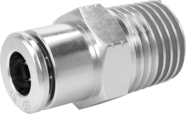 Yüksek Basınçlı Tak-Bağlan Boru Bağlantı Elemanı, Hava ve Su için, Adaptör, 1/4" Tüp Dış Çap x 1/4 NPTF Erkek