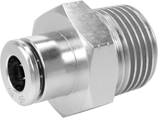 Yüksek Basınçlı Tak-Bağlan Boru Bağlantı Elemanı, Hava ve Su için, Adaptör, 1/4" Boru Dış Çapı x 3/8 NPTF Erkek