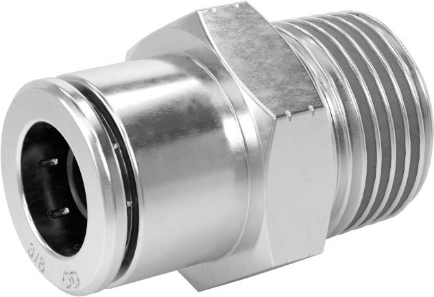 Yüksek Basınçlı Tak-Bağlan Boru Bağlantı Elemanı, Hava ve Su için, Adaptör, 3/8" Boru Dış Çapı x 3/8 NPTF Erkek
