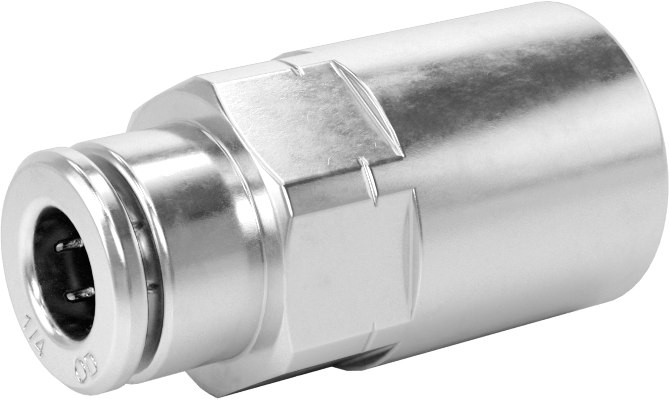 Yüksek Basınçlı Tak-Bağlan Boru Bağlantı Elemanı, Hava ve Su için, Adaptör, 1/4" Boru Dış Çap x 1/4 NPTF Dişi