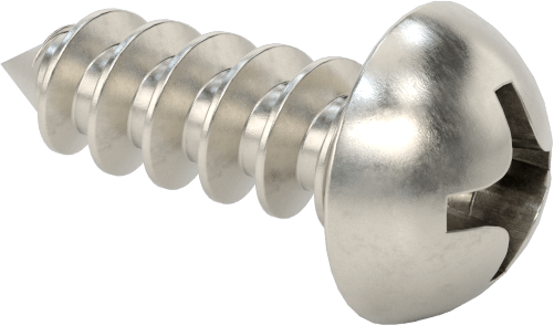 Sac Metal için Dekoratif Yuvarlak Başlı Vidalar, 18-8 Paslanmaz Çelik, Numara 8 Boyut, 1/2" Uzunluk