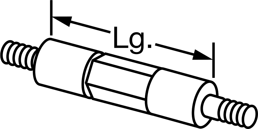 Erkek Dişli Ara Parça, 1/4" OD, 2-1/4" Uzunluk