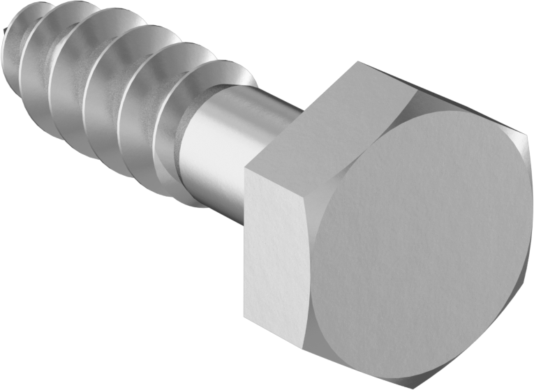 Sıcak Daldırma Galvanizli Çelik Altıgen Başlı Ahşap Vida, 1/4" Vida Boyutu, 1" Uzunluk