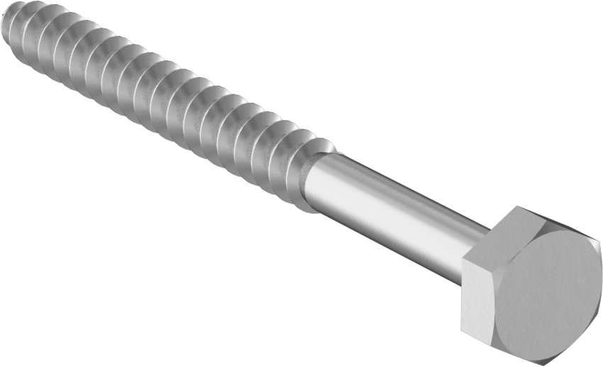Sıcak Daldırma Galvanizli Çelik Altıgen Başlı Ahşap Vida, 1/4" Vida Boyutu, 3" Uzunluk