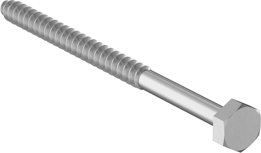 Sıcak Daldırma Galvanizli Çelik Altıgen Başlı Ahşap Vida, 1/4" Vida Boyutu, 4" Uzunluk