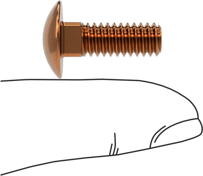Bronz Kare Boyunlu Taşıma Cıvatası, 1/4"-20 Diş Boyutu, 3/4" Uzunluk