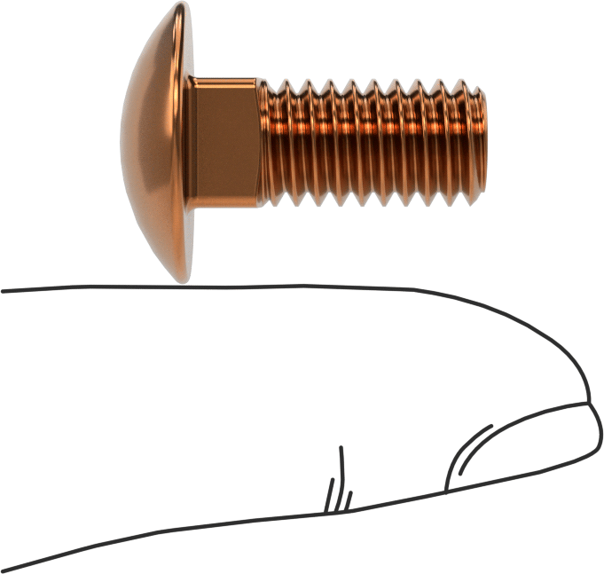 Bronz Kare Boyunlu Taşıma Cıvatası, 5/16"-18 Diş Boyutu, 3/4" Uzunluk