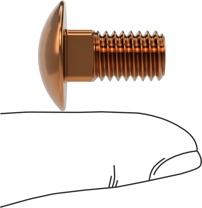 Bronz Kare Boyunlu Taşıma Cıvatası, 3/8"-16 Diş Boyutu, 3/4" Uzunluk