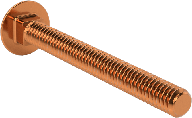 Bronz Kare Boyunlu Taşıma Cıvatası, 1/4"-20 Diş Boyutu, 2-1/2" Uzunluk