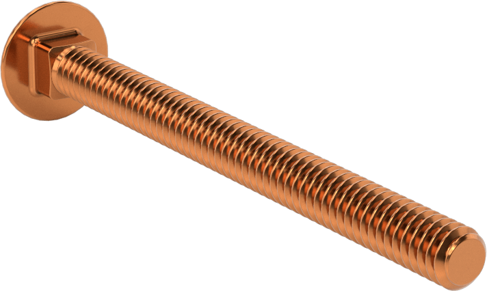 Bronz Kare Boyunlu Taşıma Cıvatası, 1/4"-20 Diş Boyutu, 3" Uzunluk