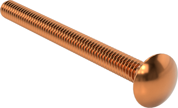 Bronz Kare Boyunlu Taşıma Cıvatası, 1/4"-20 Diş Boyutu, 3" Uzunluk