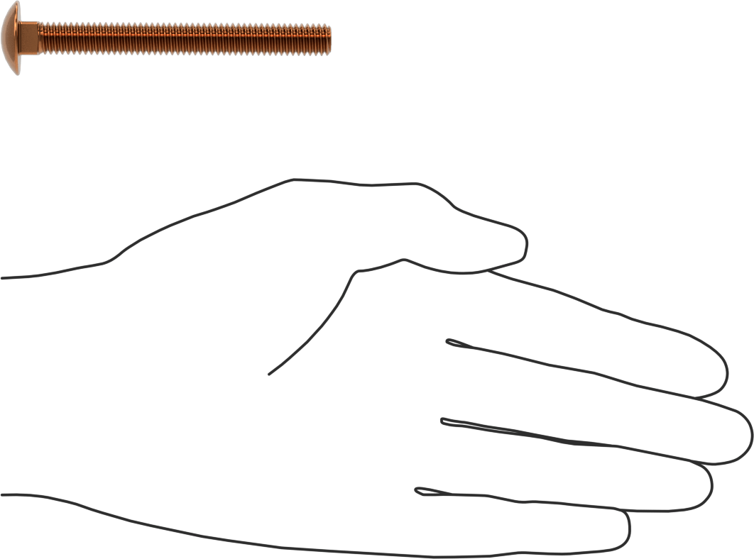 Bronz Kare Boyunlu Taşıma Cıvatası, 5/16"-18 Diş Boyutu, 3" Uzunluk