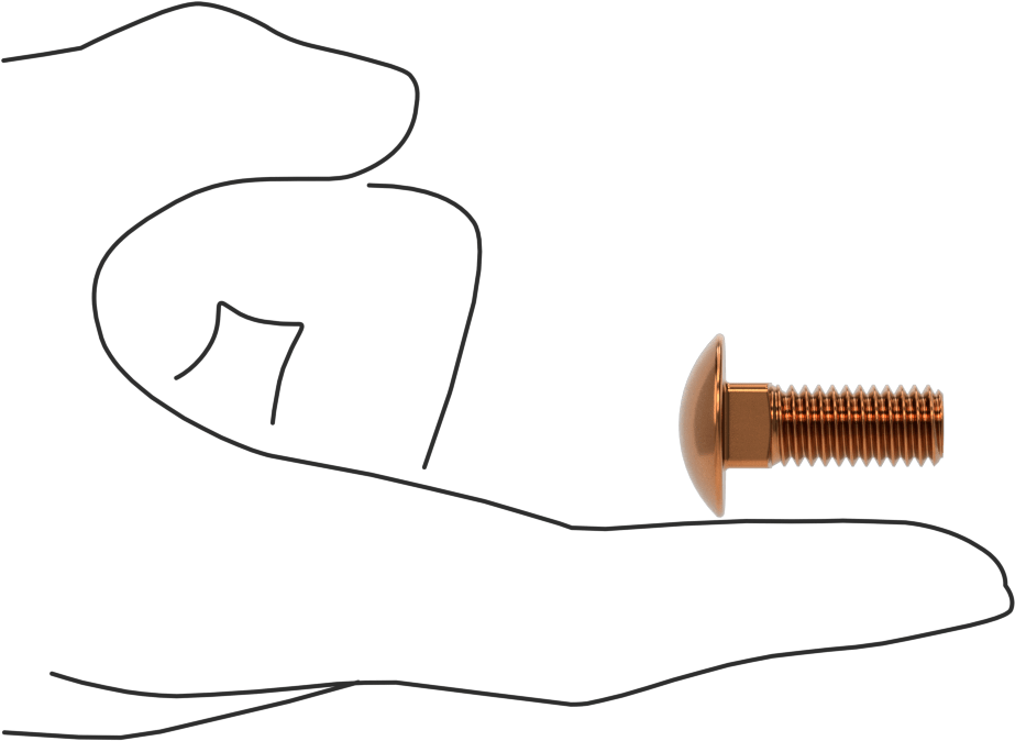 Bronz Kare Boyunlu Taşıma Cıvatası, 3/8"-16 Diş Boyutu, 1" Uzunluk