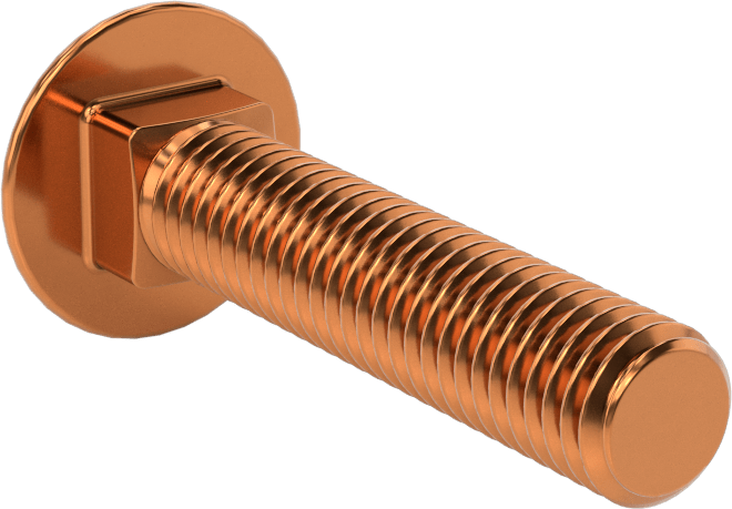 Bronz Kare Boyunlu Taşıma Cıvatası, 1/2"-13 Diş Boyutu, 2-1/2" Uzunluk