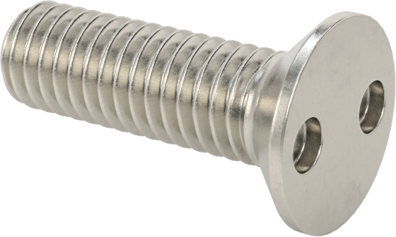 Kurcalamaya Dayanıklı Delikli Anahtarlı Düz Başlı Vidalar, 18-8 Paslanmaz Çelik, M3 x 0,5 mm Diş Boyutu, 10 mm Uzunluk