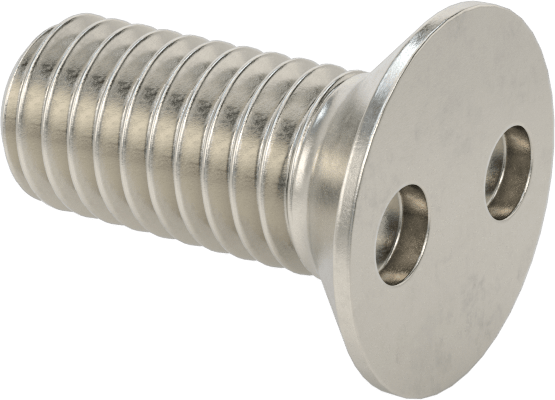 Kurcalamaya Dayanıklı Delikli Anahtarlı Düz Başlı Vidalar, 18-8 Paslanmaz Çelik, M5 x 0,8 mm Diş Boyutu, 12 mm Uzunluk