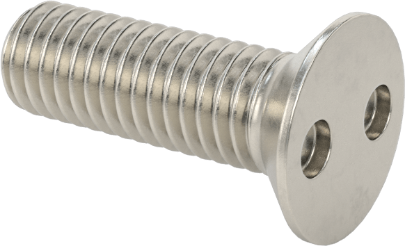 Kurcalamaya Dayanıklı Delikli Anahtarlı Düz Başlı Vidalar, 18-8 Paslanmaz Çelik, M5 x 0,8 mm Diş Boyutu, 16 mm Uzunluk