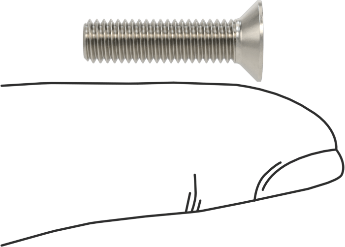 Kurcalamaya Dayanıklı Delikli Anahtarlı Düz Başlı Vidalar, 18-8 Paslanmaz Çelik, M5 x 0,8 mm Diş Boyutu, 20 mm Uzunluk