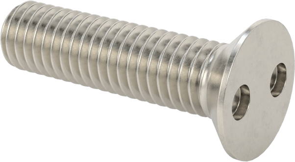 Kurcalamaya Dayanıklı Delikli Anahtarlı Düz Başlı Vidalar, 18-8 Paslanmaz Çelik, M5 x 0,8 mm Diş Boyutu, 20 mm Uzunluk