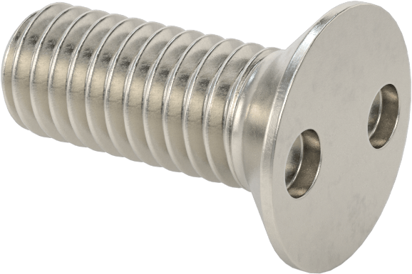 Kurcalamaya Dayanıklı Delikli Anahtarlı Düz Başlı Vidalar, 18-8 Paslanmaz Çelik, M6 x 1 mm Diş Boyutu, 16 mm Uzunluk