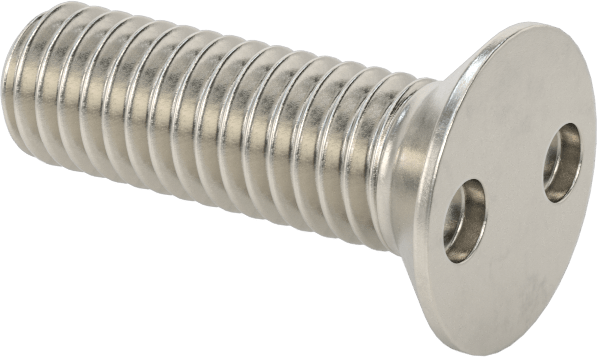 Kurcalamaya Dayanıklı Delikli Anahtarlı Düz Başlı Vidalar, 18-8 Paslanmaz Çelik, M6 x 1 mm Diş Boyutu, 20 mm Uzunluk
