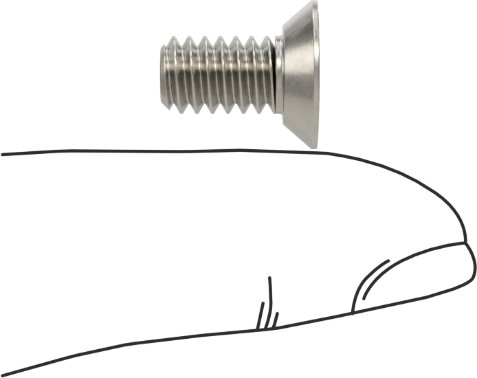 Kurcalamaya Dayanıklı Delikli Anahtarlı Düz Başlı Vidalar, 18-8 Paslanmaz Çelik, 1/4"-20 Diş Boyutu, 1/2" Uzunluk