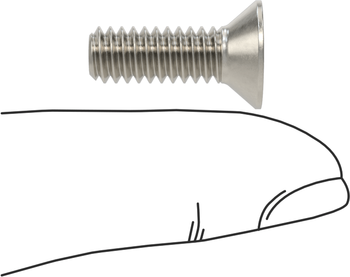 Kurcalamaya Dayanıklı Delikli Anahtarlı Düz Başlı Vidalar, 18-8 Paslanmaz Çelik, 1/4"-20 Diş Boyutu, 3/4" Uzunluk