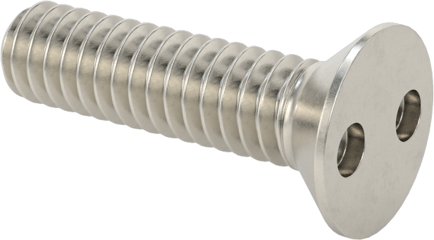 Kurcalamaya Dayanıklı Delikli Anahtarlı Düz Başlı Vidalar, 18-8 Paslanmaz Çelik, 1/4"-20 Diş Boyutu, 1" Uzunluk