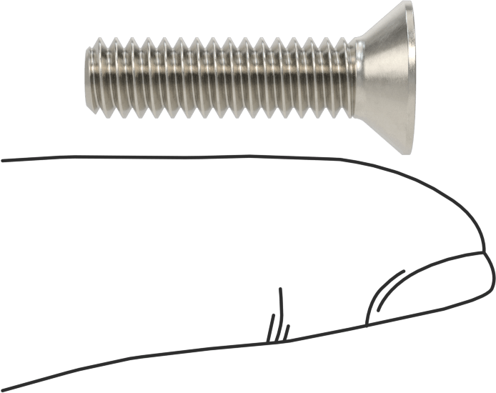 Kurcalamaya Dayanıklı Delikli Anahtarlı Düz Başlı Vidalar, 18-8 Paslanmaz Çelik, 1/4"-20 Diş Boyutu, 1" Uzunluk
