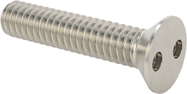 Kurcalamaya Dayanıklı Delikli Anahtarlı Düz Başlı Vidalar, 18-8 Paslanmaz Çelik, 1/4"-20 Diş Boyutu, 1-1/4" Uzunluk