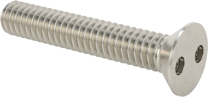 Kurcalamaya Dayanıklı Delikli Anahtarlı Düz Başlı Vidalar, 18-8 Paslanmaz Çelik, 1/4"-20 Diş Boyutu, 1-1/2" Uzunluk