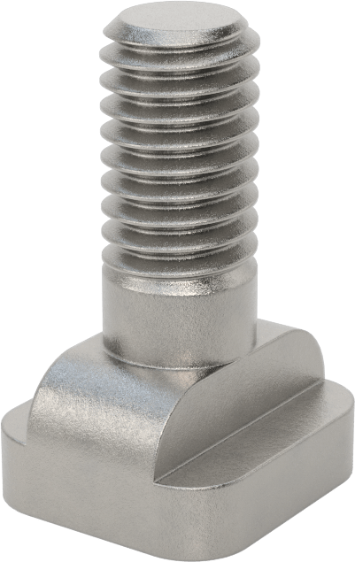 18-8 Paslanmaz Çelik İşlenmiş Boyunlu T-Yuvası Cıvatası, 3/8" Geniş Yivli, 1" Uzunluk, 3/8"-16 Diş Boyutu