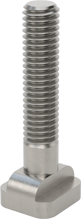 18-8 Paslanmaz Çelik İşlenmiş Boyunlu T-Yuvası Cıvatası, 3/8" Geniş Yivli, 2" Uzunluk, 3/8"-16 Diş Boyutu