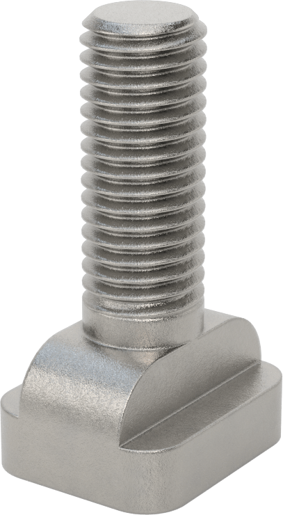 18-8 Paslanmaz Çelik İşlenmiş Boyunlu T-Yuvası Cıvatası, 5/8" Geniş Yuva için, 2" Uzunluk, 5/8"-11 Diş Boyutu