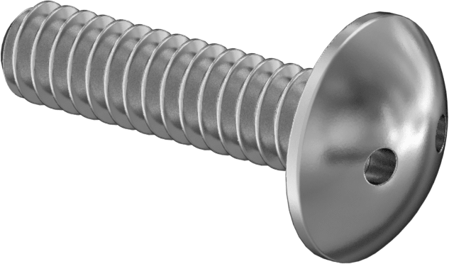 Kurcalamaya Dayanıklı Delikli Anahtarlı Truss Başlı Vidalar, Ekstra Geniş, 10-24 Diş, 3/4" Uzunluk