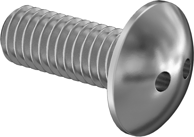 Kurcalamaya Dayanıklı Delikli Anahtarlı Truss Başlı Vidalar, Ekstra Geniş, 3/8"-16 Diş, 1" Uzunluk