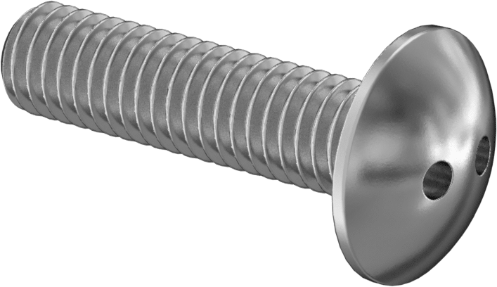 Kurcalamaya Dayanıklı Delikli Anahtarlı Truss Başlı Vidalar, Ekstra Geniş, 3/8"-16 Diş, 1-1/2" Uzunluk