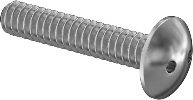 Kurcalamaya Dayanıklı Delikli Anahtarlı Truss Başlı Vidalar, Ekstra Geniş, 6-32 Diş, 3/4" Uzunluk