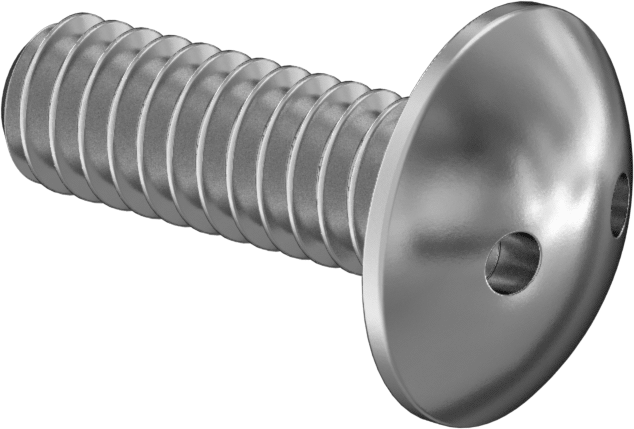 Kurcalamaya Dayanıklı Delikli Anahtarlı Truss Başlı Vidalar, Ekstra Geniş, 1/4"-20 Diş, 3/4" Uzunluk