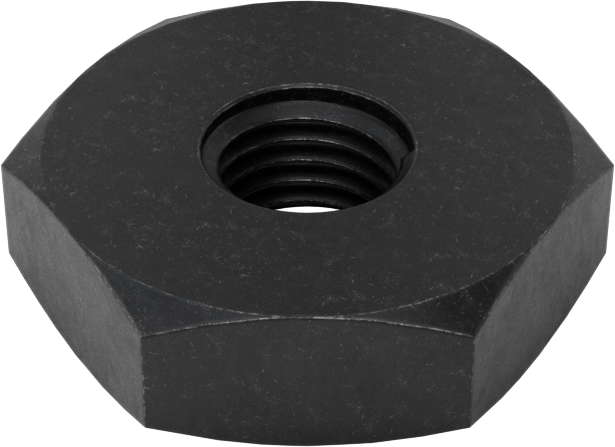 Altıgen Panel Somunu, Siyah Oksit Çelik, 1/4"-40 UNS Diş, 5/8“ Genişlik x 3/16” Yükseklik